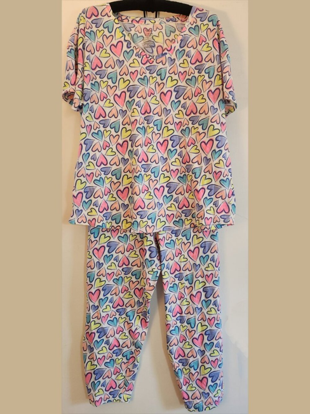 Womens Soft Cotton Blend Hearts Pajamas